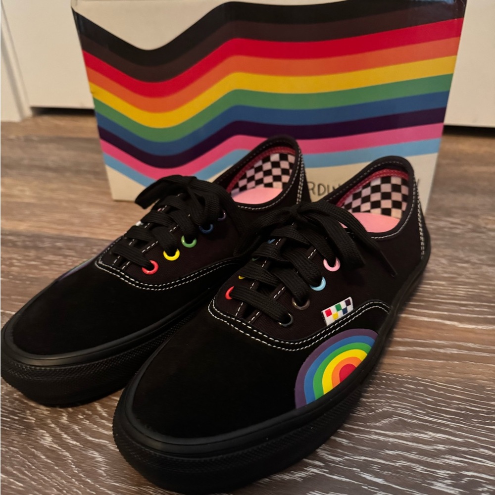 Black Rainbow Vans SK8 Shoes - Picture 3 of 5